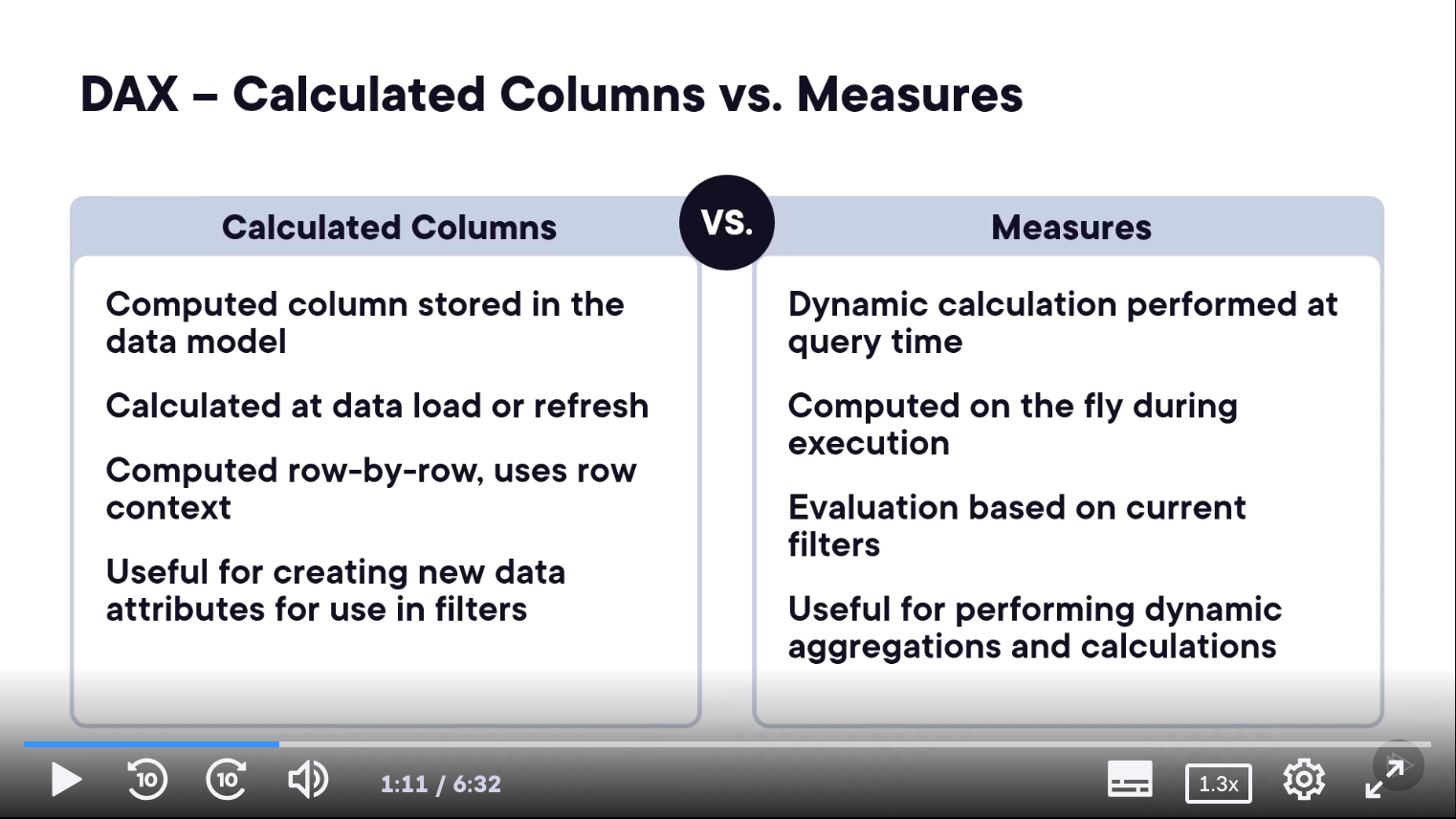 Columns vs Measures