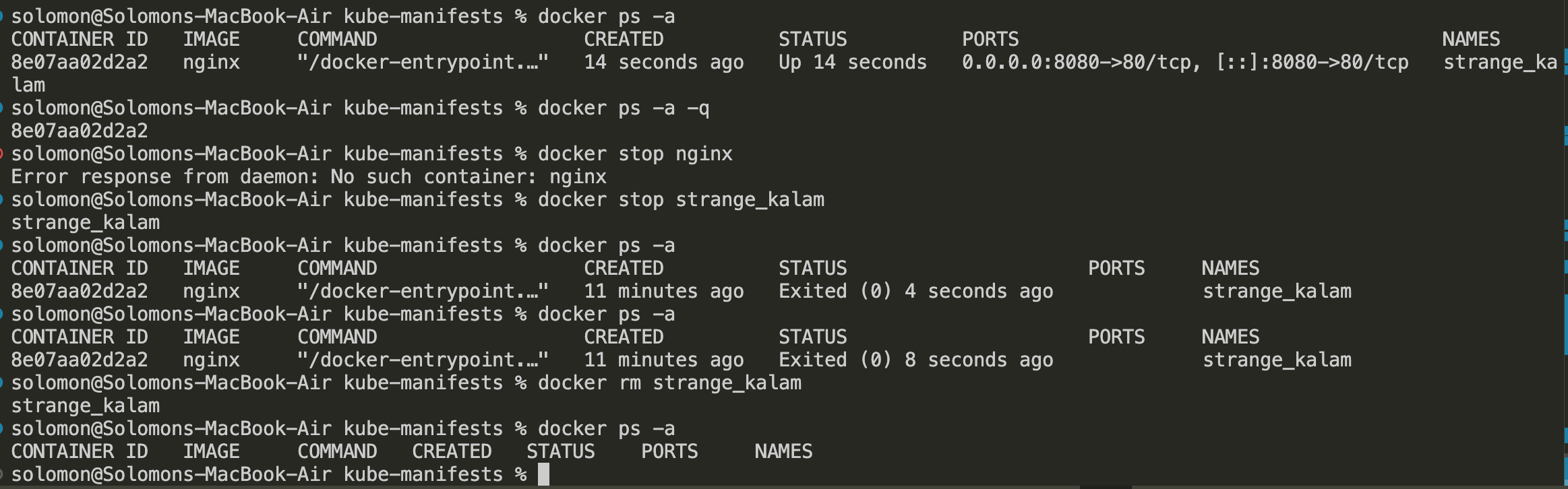 docker rm